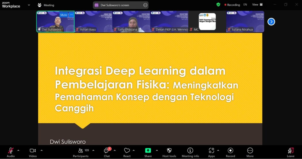 Kuliah Umum Prodi Pendidikan Fisika : “Integrasi Deep Learning Dalam Pembelajaran Fisika: Meningkatkan Pemahaman Konsep Dengan Teknologi Canggih”