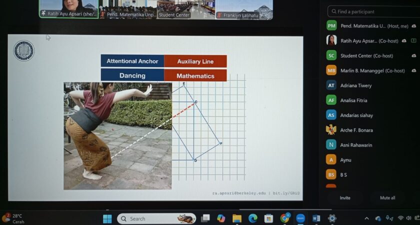 Kuliah Tamu Program Studi Pendidikan Matematika.   Judul : Dari Gerak Tari ke Penawaran Geometri: Analisis Multimodal untuk Menelusuri Jejak Pembelajaran pada Embolized Mathematics Design.
